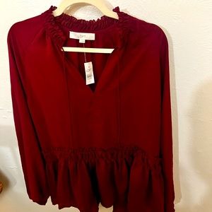 Ann Taylor Loft Scarlet Red Peplum Top - Size Large